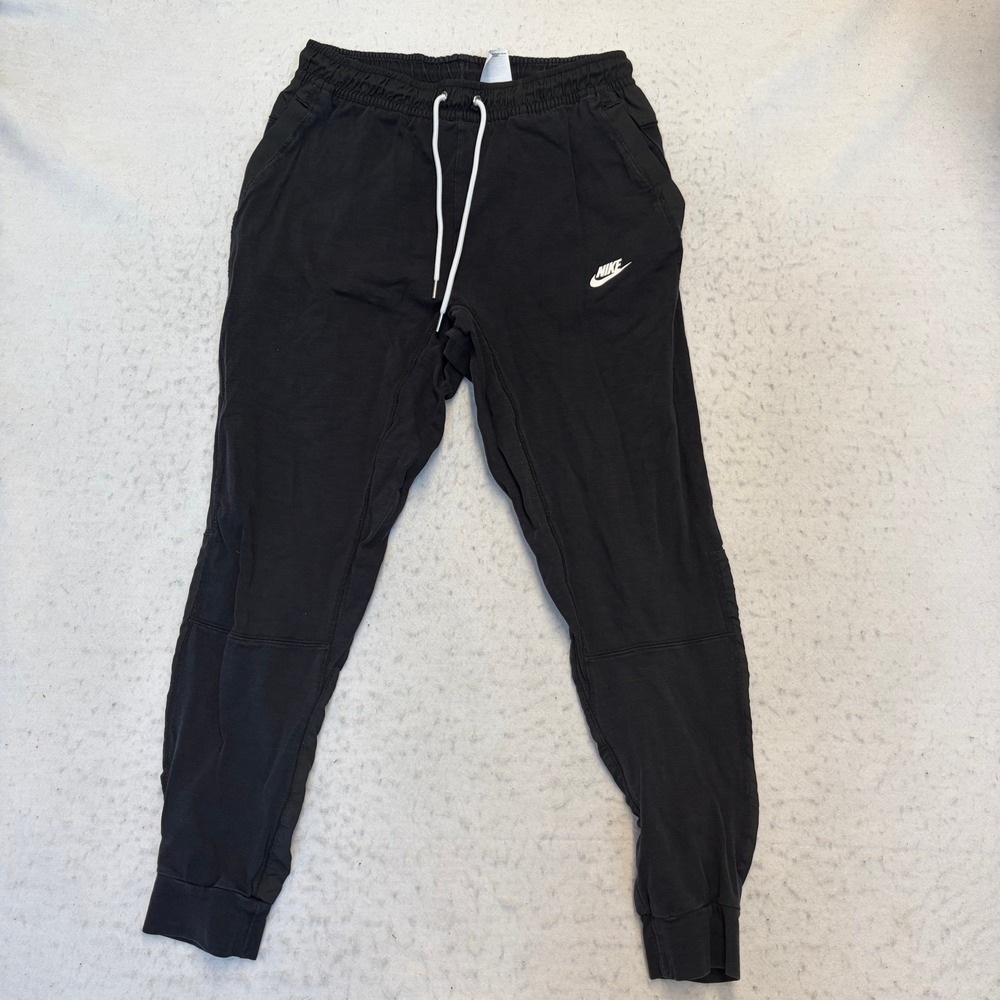 Nike Jogger Sweatpants Mens Medium Black Mixed Material Cuffed